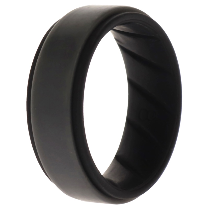 Silicone Wedding Br Step Ring - Black-Grey By Roq For Men - 8 Mm Ring