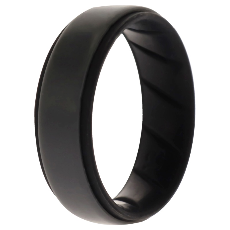 Silicone Wedding Br Step Ring - Black-Grey By Roq For Men - 13 Mm Ring