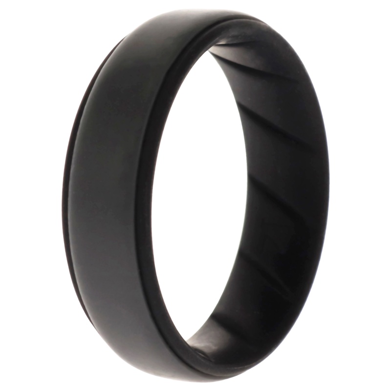 Silicone Wedding Br Step Ring - Black-Grey By Roq For Men - 14 Mm Ring