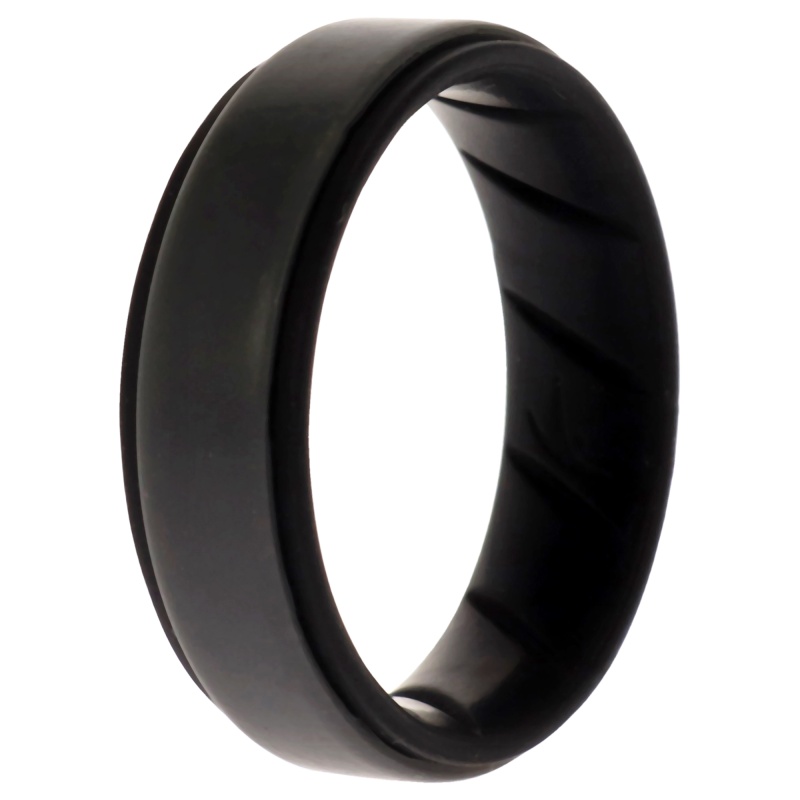 Silicone Wedding Br Step Ring - Black-Grey By Roq For Men - 15 Mm Ring