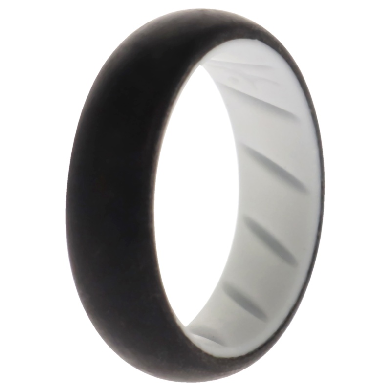 Silicone Wedding Br Solid Ring - White-Black By Roq For Women - 4 Mm Ring