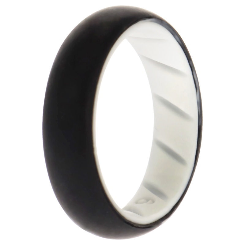 Silicone Wedding Br Solid Ring - White-Black By Roq For Women - 6 Mm Ring