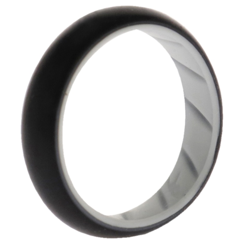 Silicone Wedding Br Solid Ring - White-Black By Roq For Women - 7 Mm Ring