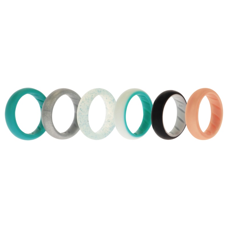 Silicone Wedding Br Solid Ring Set - Turquoise By Roq For Women - 6 X 4 Mm Ring