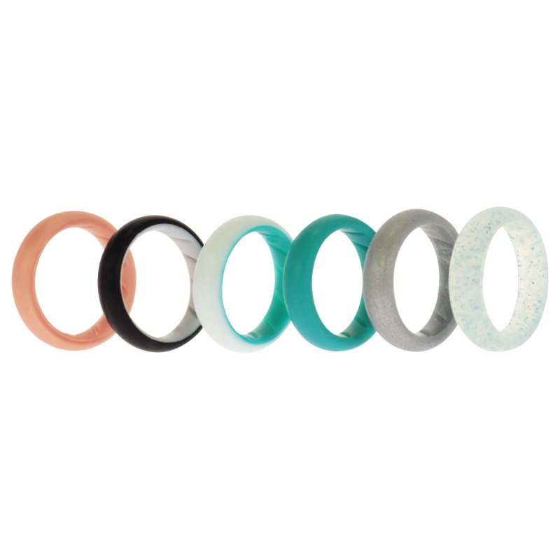 Silicone Wedding Br Solid Ring Set - Turquoise By Roq For Women - 6 X 6 Mm Ring