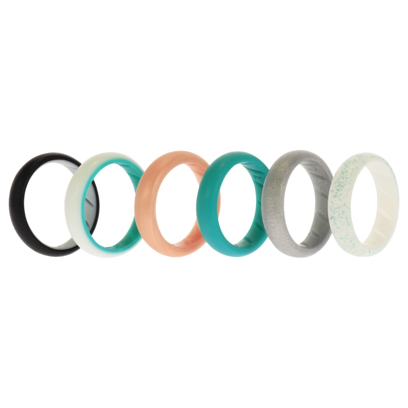 Silicone Wedding Br Solid Ring Set - Turquoise By Roq For Women - 6 X 7 Mm Ring