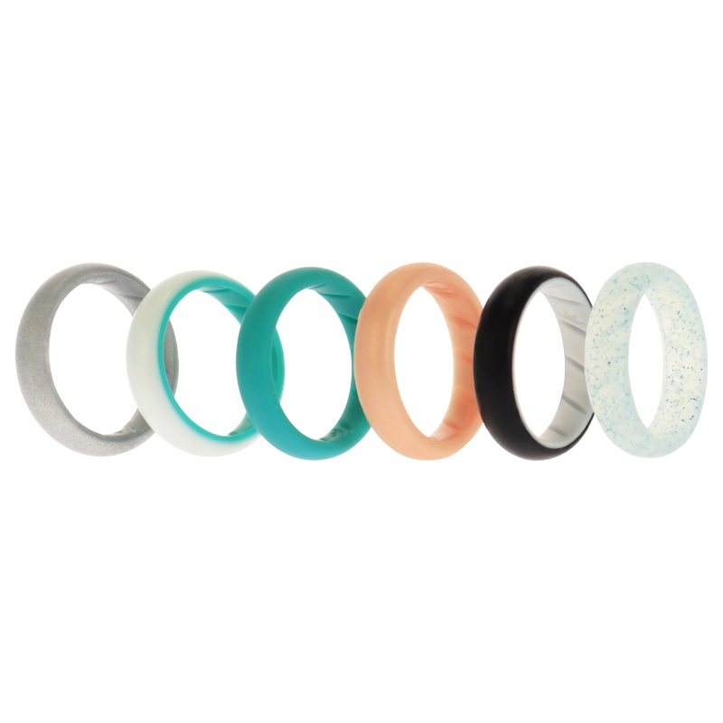 Silicone Wedding Br Solid Ring Set - Turquoise By Roq For Women - 6 X 8 Mm Ring
