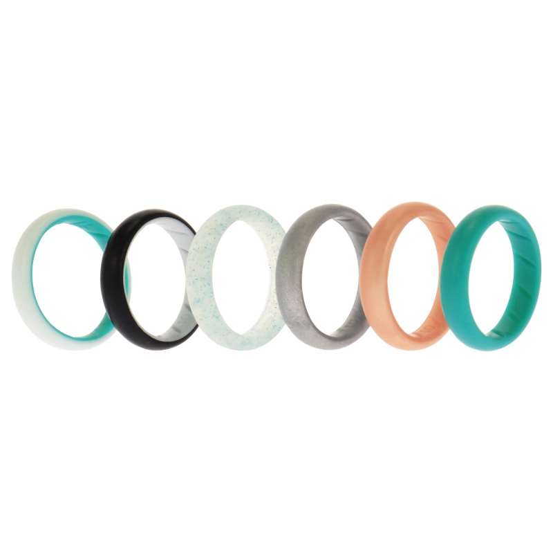 Silicone Wedding Br Solid Ring Set - Turquoise By Roq For Women - 6 X 10 Mm Ring