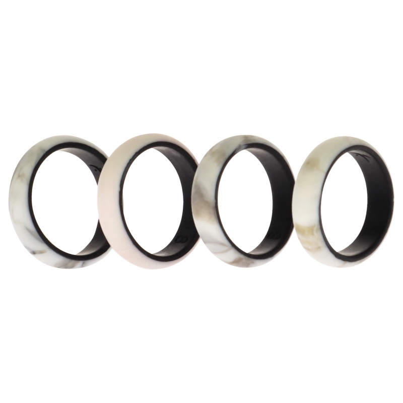 Silicone Wedding 2Layer Ring Set - Marbles By Roq For Women - 4 X 8 Mm Ring