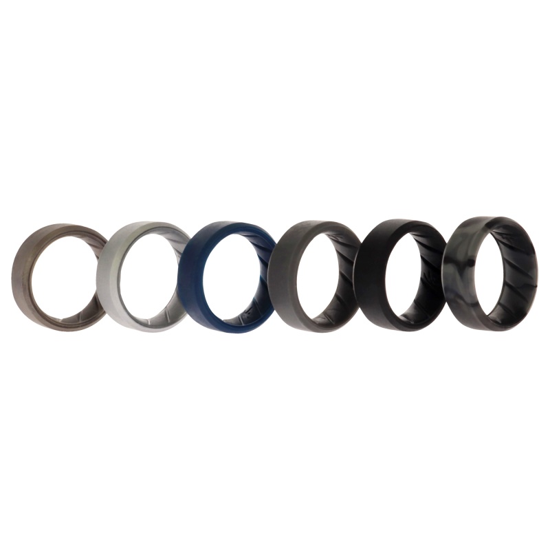 Silicone Wedding Br 8Mm Ring Set - Basic-Metal By Roq For Men - 6 X 7 Mm Ring