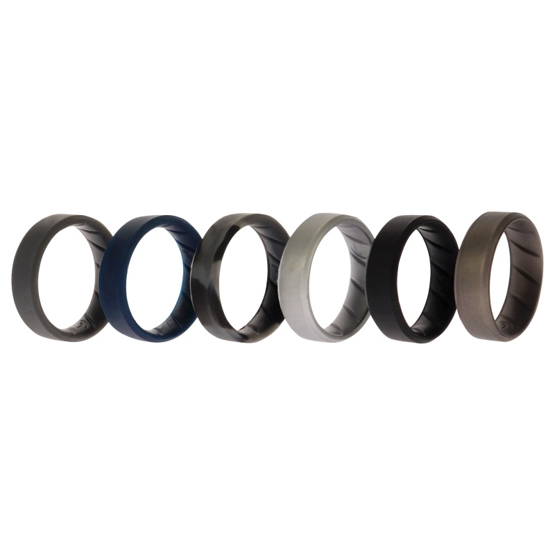 Silicone Wedding Br 8Mm Ring Set - Basic-Metal By Roq For Men - 6 X 14 Mm Ring