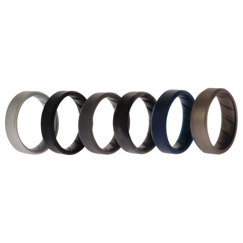 Silicone Wedding Br 8Mm Ring Set - Basic-Metal By Roq For Men - 6 X 16 Mm Ring