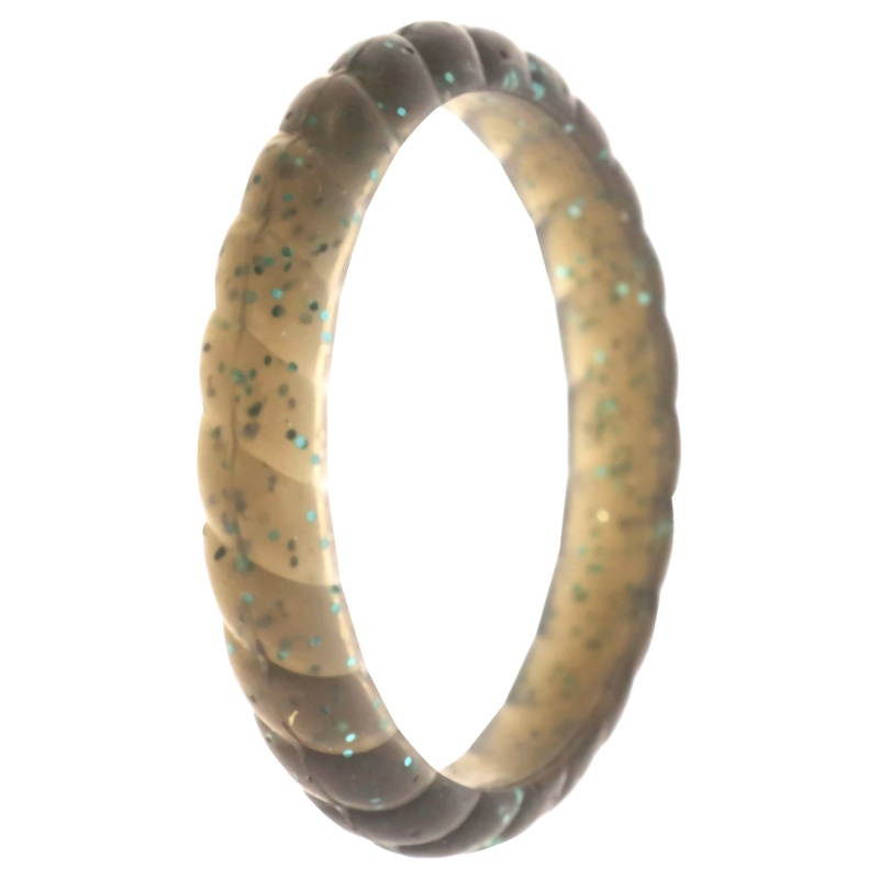 Silicone Wedding Stackble Braided Single Ring - Black-Turquoise By Roq For Women - 8 Mm Ring