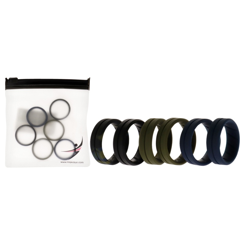 Silicone Wedding Br Middle Line Ring Set - Basic-Olive By Roq For Men - 6 X 11 Mm Ring