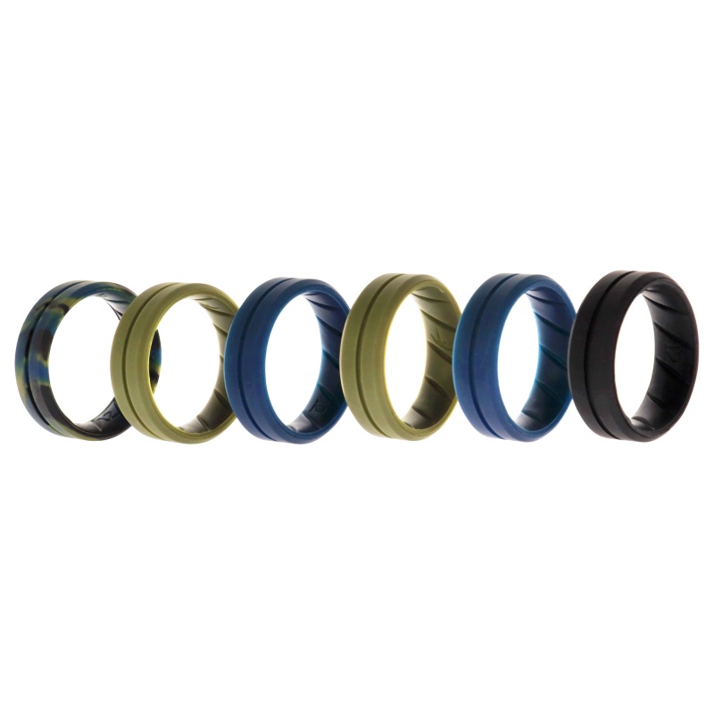 Silicone Wedding Br Middle Line Ring Set - Basic-Olive By Roq For Men - 6 X 12 Mm Ring