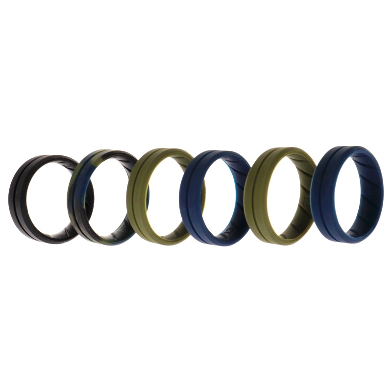 Silicone Wedding Br Middle Line Ring Set - Basic-Olive By Roq For Men - 6 X 13 Mm Ring