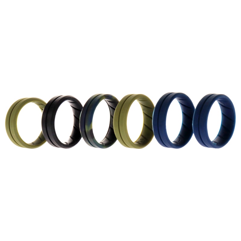 Silicone Wedding Br Middle Line Ring Set - Basic-Olive By Roq For Men - 6 X 14 Mm Ring