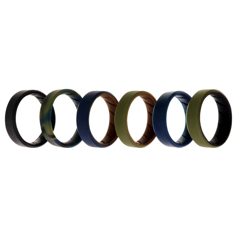 Silicone Wedding Br 8Mm Edge Ring Set - Brown By Roq For Men - 6 X 16 Mm Ring