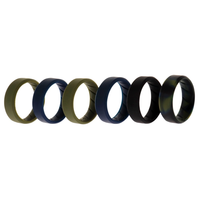 Silicone Wedding Br 8Mm Ring Set - Basic-Olive By Roq For Men - 6 X 11 Mm Ring