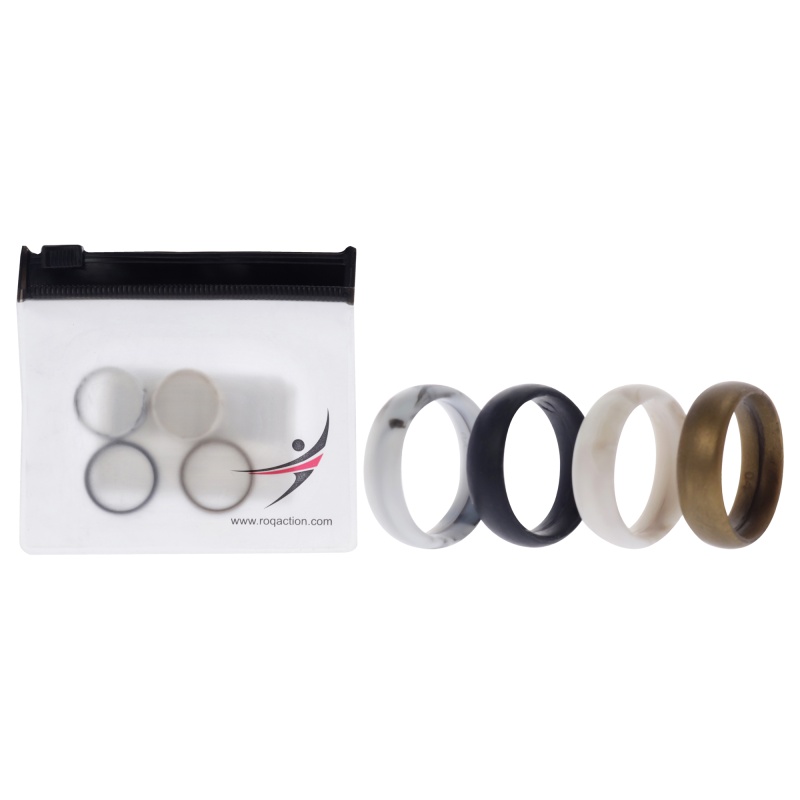 Silicone Wedding 6Mm Smooth Ring Set - Marbles By Roq For Women - 4 X 4 Mm Ring