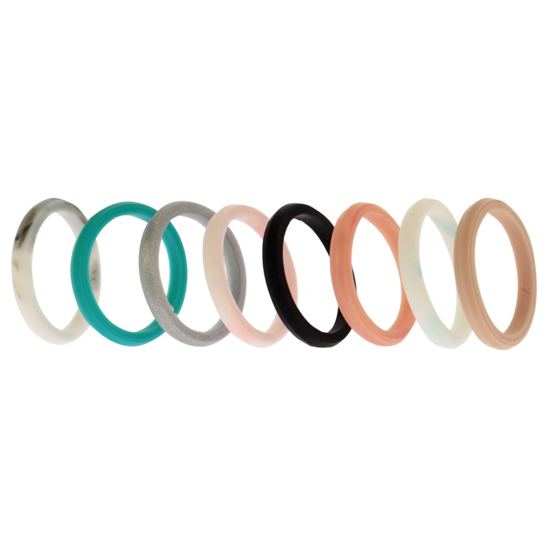 Silicone Wedding Stackble Point Ring Set - Marble By Roq For Women - 8 X 7 Mm Ring