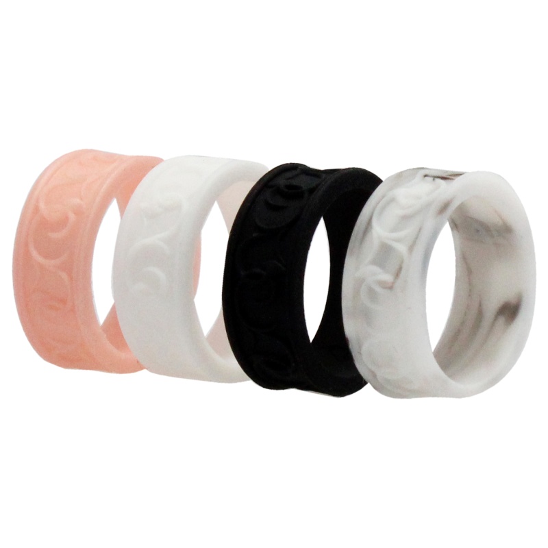 Silicone Wedding Flower Ring Set - Marble By Roq For Women - 4 X 4 Mm Ring