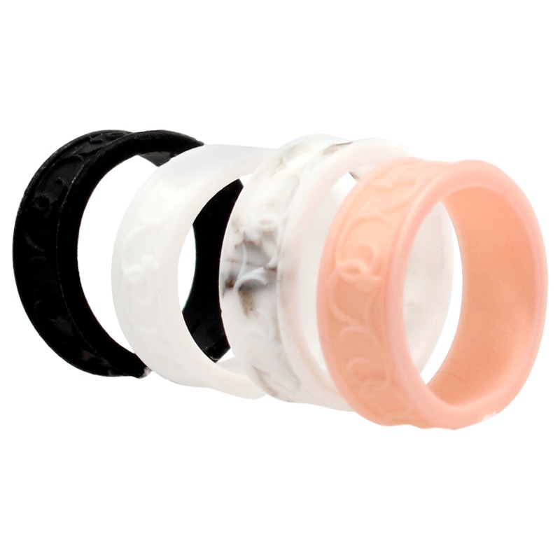 Silicone Wedding Flower Ring Set - Marble By Roq For Women - 4 X 7 Mm Ring