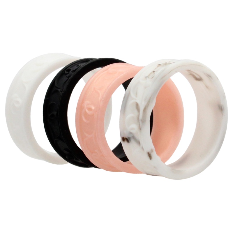 Silicone Wedding Flower Ring Set - Marble By Roq For Women - 4 X 9 Mm Ring