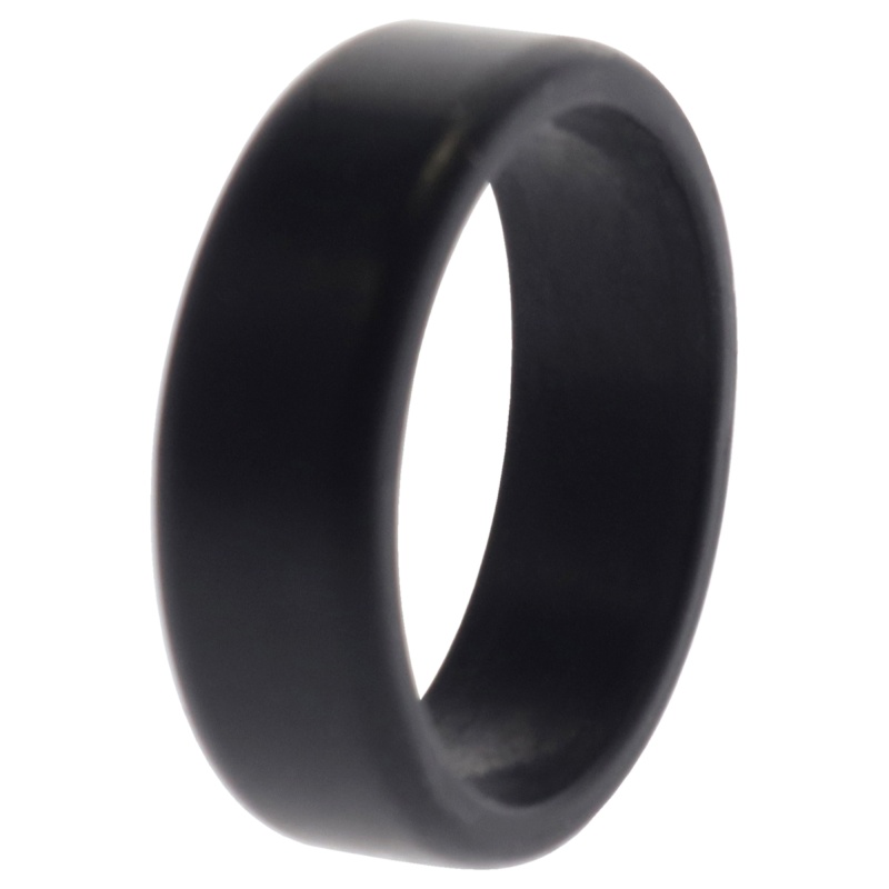 Silicone Wedding 2Layer Beveled 8Mm Ring - Black By Roq For Men - 14 Mm Ring