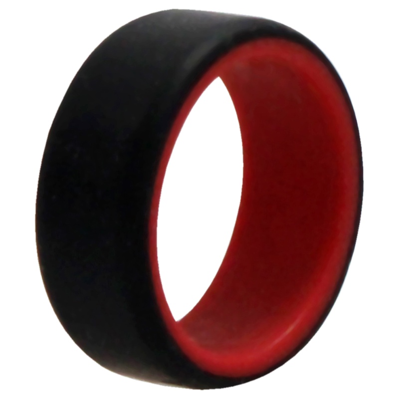 Silicone Wedding 2Layer Beveled 8Mm Ring - Red-Black By Roq For Men - 7 Mm Ring