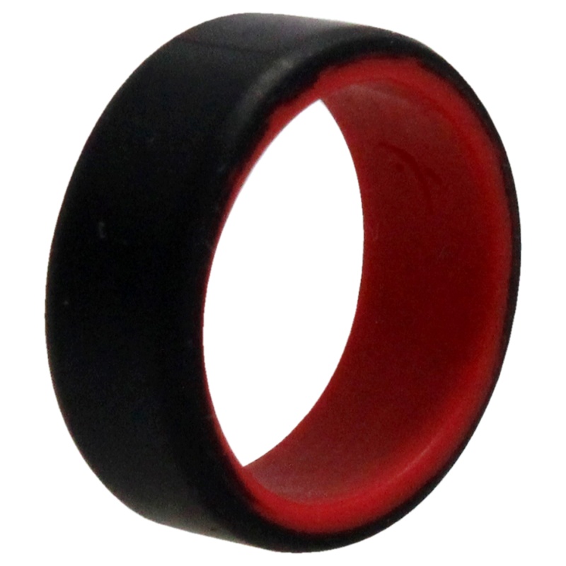 Silicone Wedding 2Layer Beveled 8Mm Ring - Red-Black By Roq For Men - 8 Mm Ring