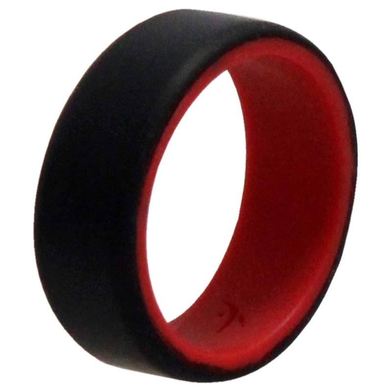 Silicone Wedding 2Layer Beveled 8Mm Ring - Red-Black By Roq For Men - 9 Mm Ring