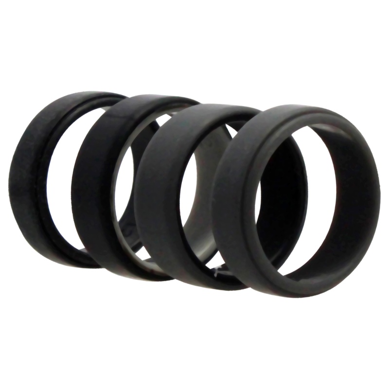Silicone Wedding 2Layer Beveled 8Mm Ring Set - Grey By Roq For Men - 4 X 12 Mm Ring
