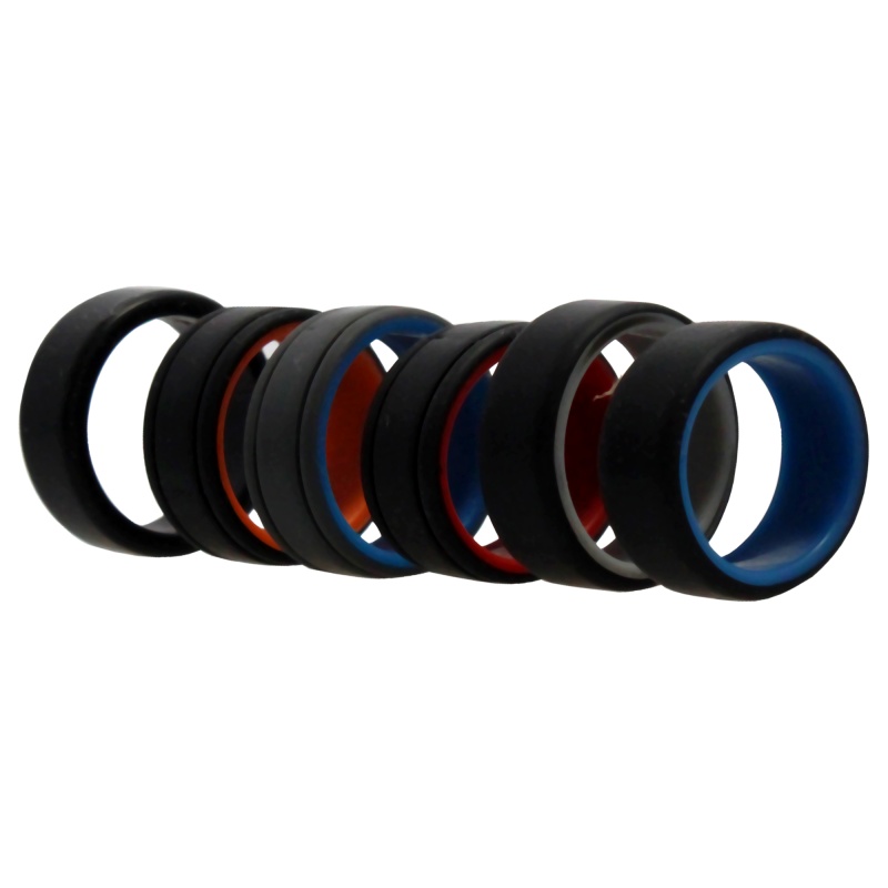 Silicone Wedding 2Layer Lines Ring Set - Multicolor By Roq For Men - 6 X 8 Mm Ring