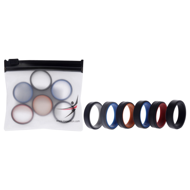 Silicone Wedding 2Layer Lines Ring Set - Multicolor By Roq For Men - 6 X 9 Mm Ring