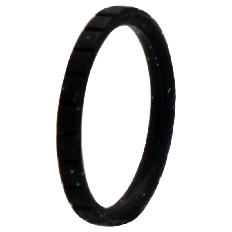 Silicone Wedding Stackble Lines Single Ring - Black-Turquoise By Roq For Women - 9 Mm Ring