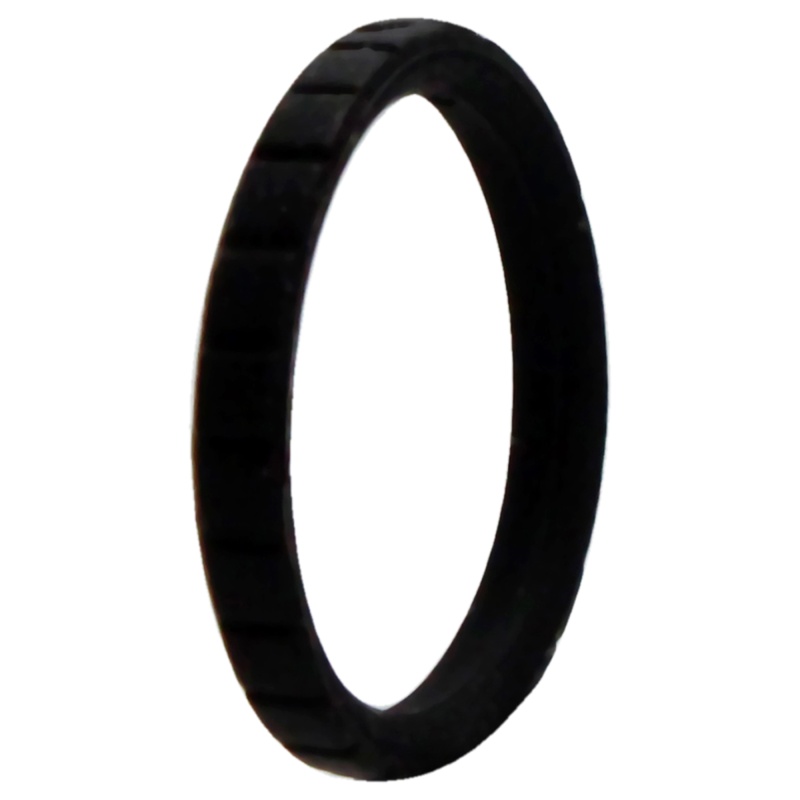 Silicone Wedding Stackble Lines Single Ring - Black By Roq For Women - 7 Mm Ring
