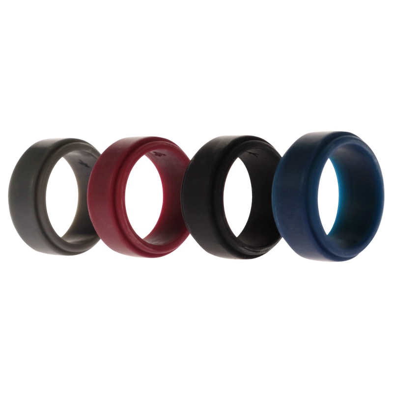 Silicone Wedding Step Ring Set - Bordeaux By Roq For Men - 4 X 4 Mm Ring