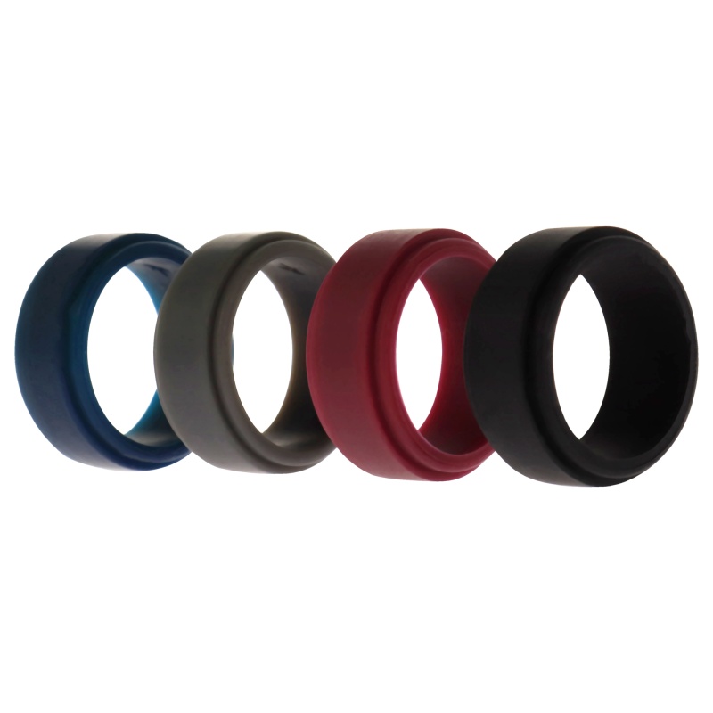 Silicone Wedding Step Ring Set - Bordeaux By Roq For Men - 4 X 5 Mm Ring