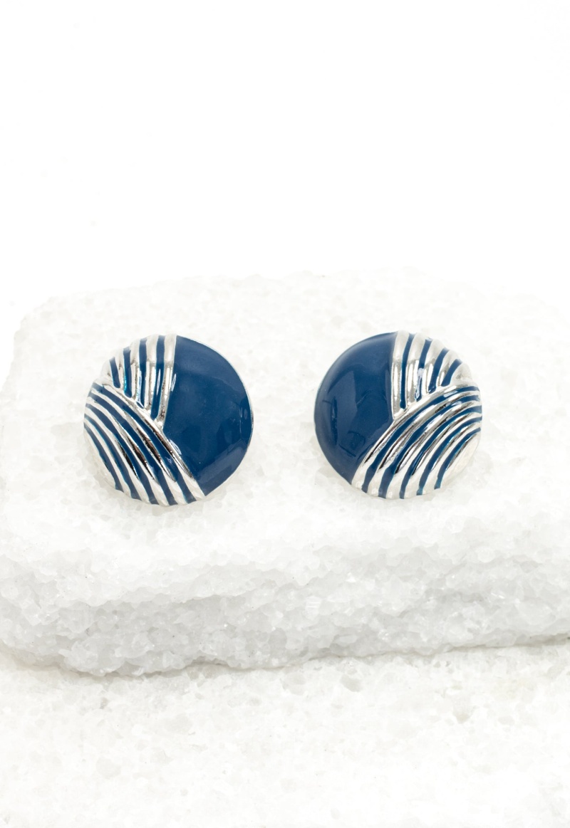 Serenity Wave Earrings In Silver & Cobalt Blue
