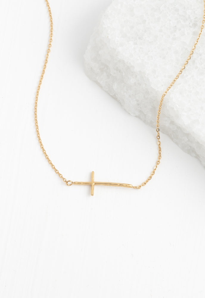 Radiant Cross Necklace In Gold