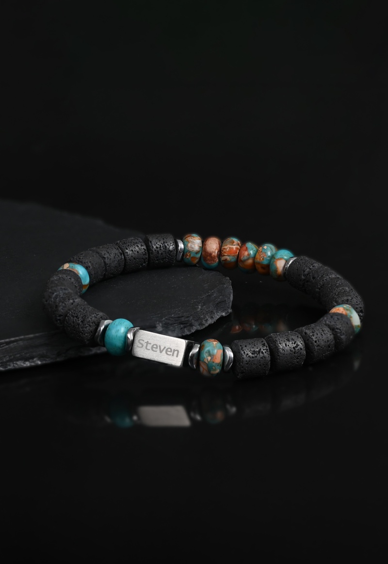 Engravable Strength Turquoise Emperor Stone Bracelet