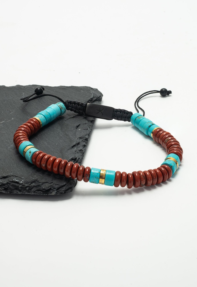 Aang Turquoise & Red Jasper Rope Beaded Bracelet