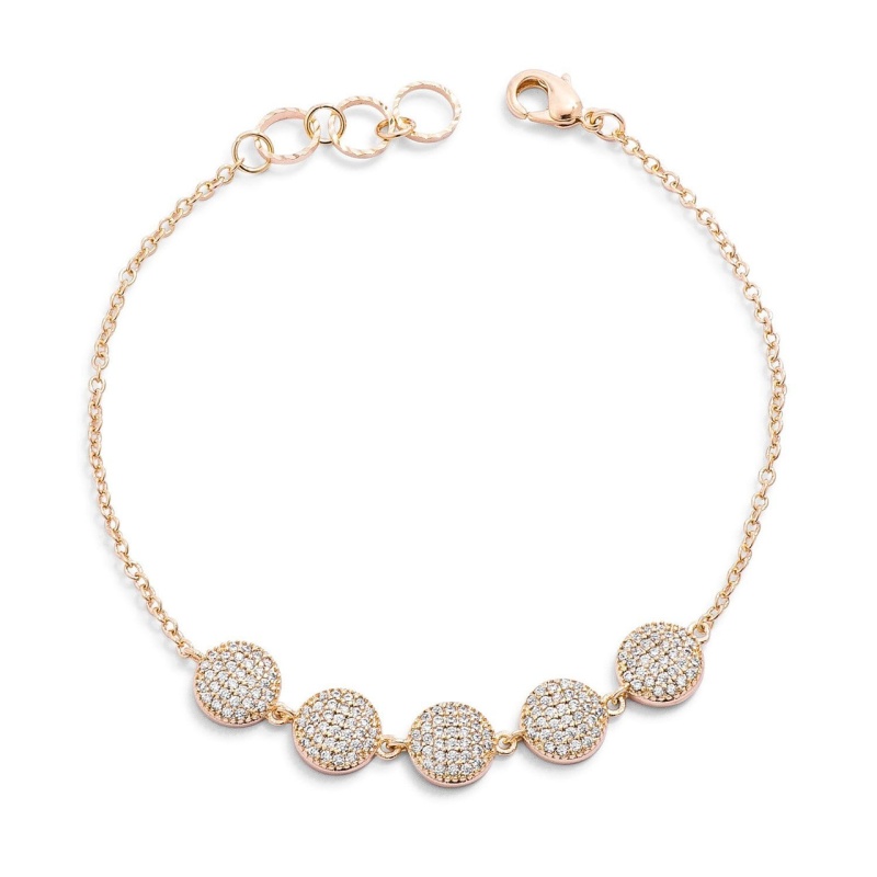 0.8Ct Cz Goldtone Pave Disc Bracelet