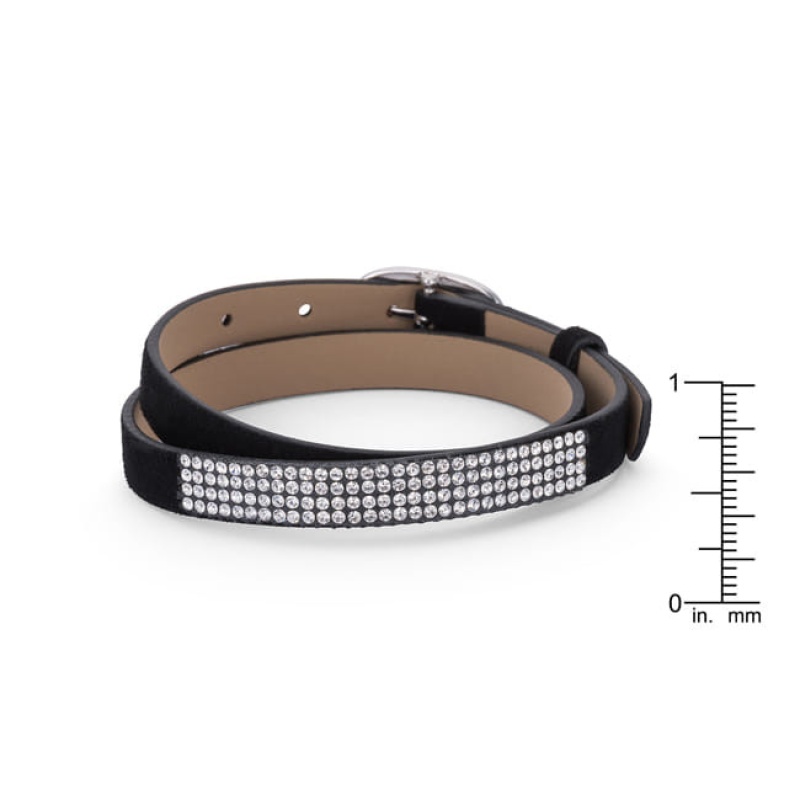 Stylish Black Colored Wrap Bracelet With Crystals