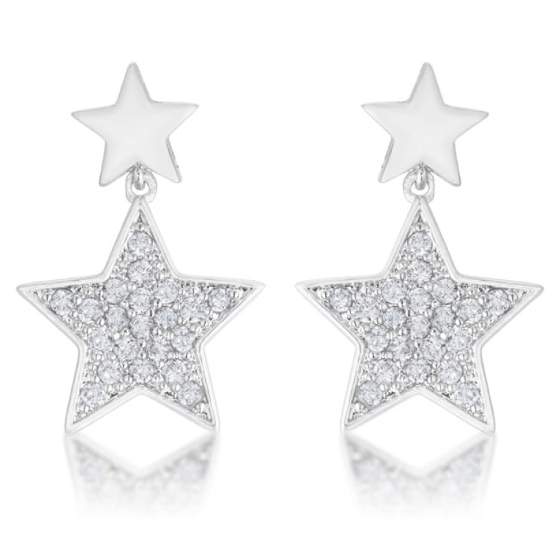 Bianca 0.5Ct Cz Rhodium Star Drop Earrings