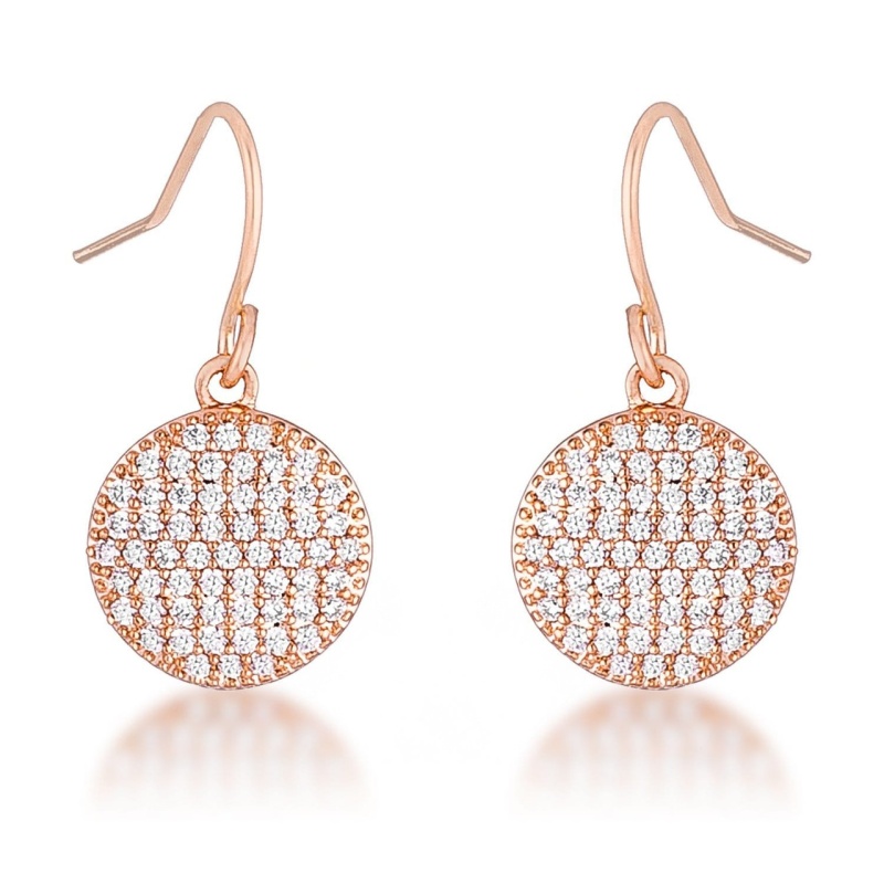 6 Ct Elegant Cz Rose Gold Plated Disk Earrings