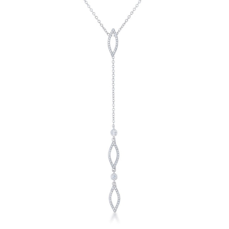 Carmela 0.6Ct Cz Rhodium Classic Drop Lariat Necklace