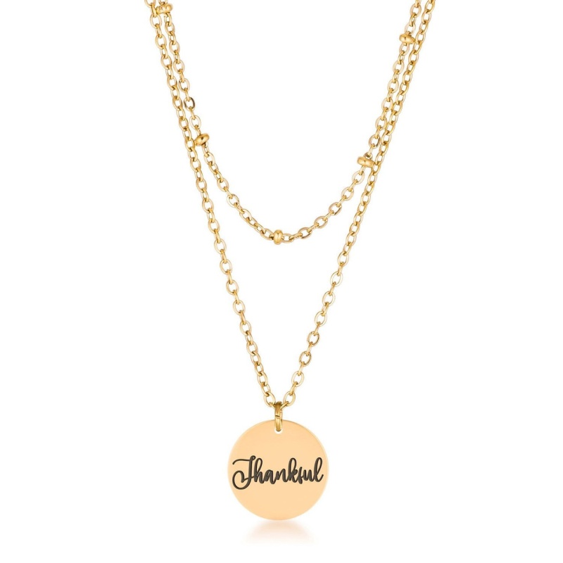 Delicate 18K Gold Plated Thankful Necklace