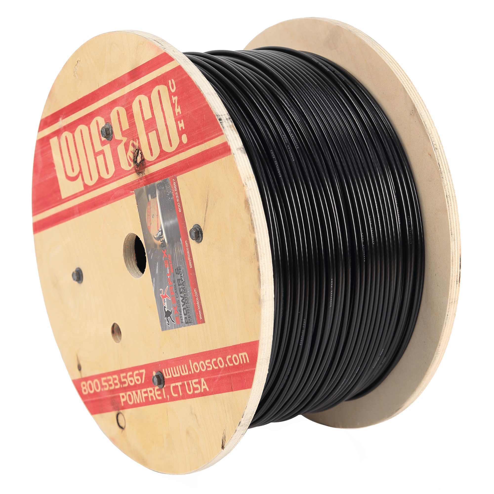 Exerflex Pro 3/16" Black Nylon Coated Cable, 1,000 Foot Reel